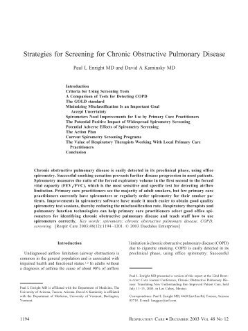 Strategies for Screening for Chronic Obstructive Pulmonary Disease
