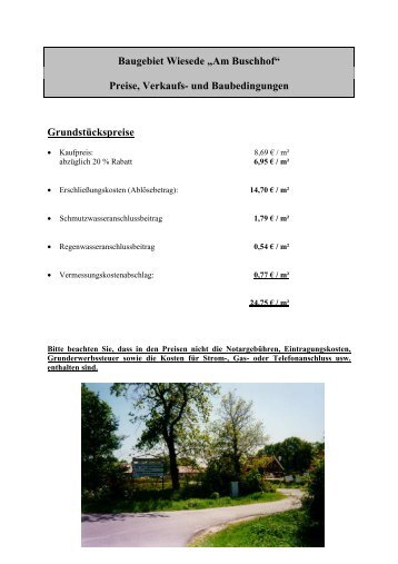 Baugebiet Wiesede „Am Buschhof“ Parzellierungsplan - Friedeburg