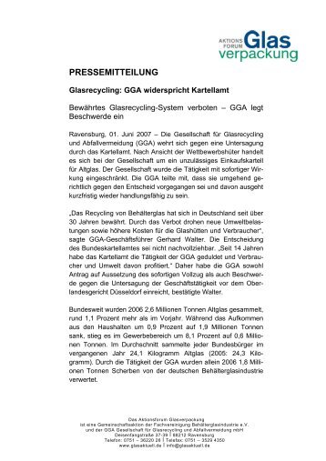 PRESSEMITTEILUNG - Aktionsforum Glasverpackung