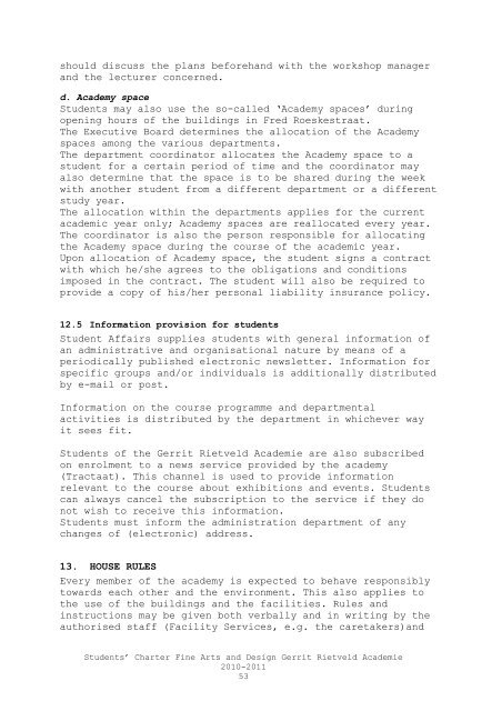 academic year 2010-2011 - Gerrit Rietveld Academie