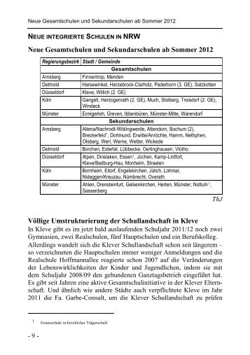 Neue Gesamtschulen und Sekundarschulen ab ... - GGG-NRW