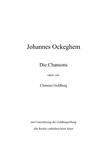 Johannes Ockeghem - Goldberg Stiftung