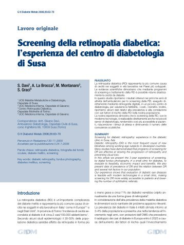 articolo completo in pdf - Giornale Italiano di Diabetologia e ...