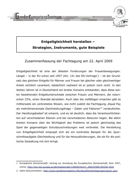 Entgeltgleichheit herstellen – Strategien, Instrumente, gute Beispiele ...