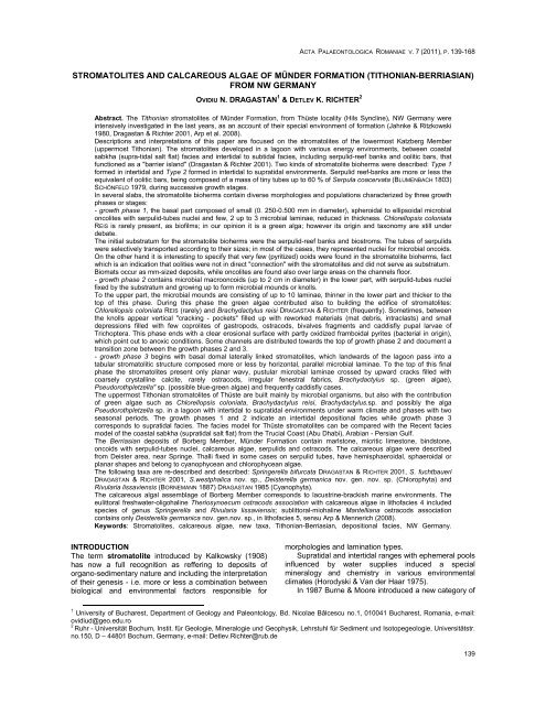 stromatolites and calcareous algae of münder formation