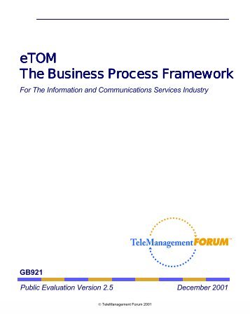 eTOM The Business Process Framework - TM Forum