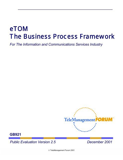 Etom The Business Process Framework Tm Forum