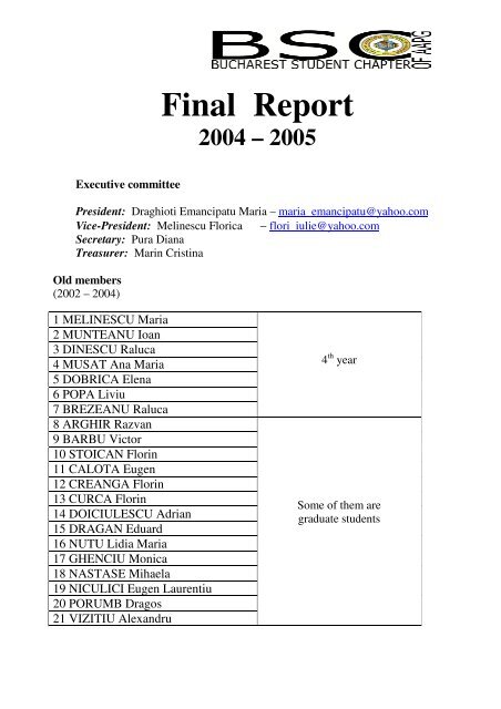Final Report 2004 2005 Geo Edu Ro