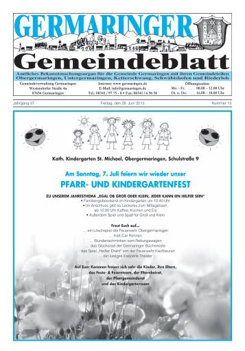 PFARR- UND KINDERGARTENFEST - Gemeinde Germaringen