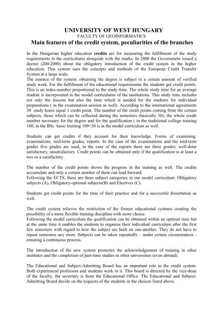 UNIVERSITY OF WEST HUNGARY Main ... - NymE GEO portál
