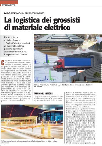 La logistica dei grossisti di materiale elettrico - Gewiss