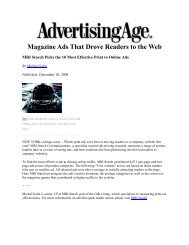 Ad Age: Magazine Ads That Drove Readers to the Web - GfK MRI