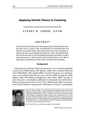 Applying Gestalt Theory to Coaching - Gestalt International Study ...