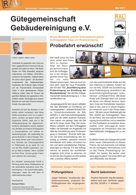 Newsletter Mai 2011 - Gütegemeinschaft Gebäudereinigung e.V.