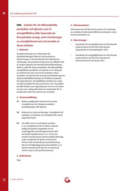 Indikatorprotokoll Miljöpåverkan (EN) - Global Reporting Initiative