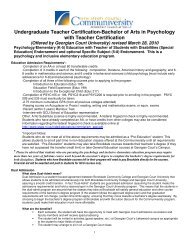 Undergraduate Teacher Certification-Bachelor of Arts in Psychology ...