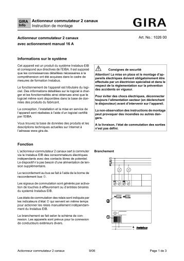 Actionneur de commutation double avec manœuvre manuelle ... - Gira