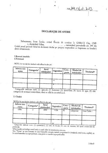 Imre Lenke Declaratie de avere si interese 2012 CG