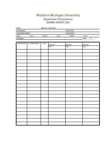 Seismic Survey Log - Department of Geosciences - Western ...