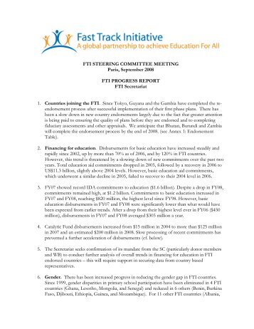 FTI Progress Report - Global Partnership for Education