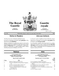 Gazette royale - Gouvernement du Nouveau-Brunswick