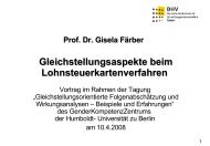 Gleichstellungsaspekte beim Lohnsteuerkartenverfahren