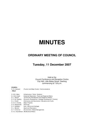 Council Minutes - 11 December 2007 - City of Greater Geelong