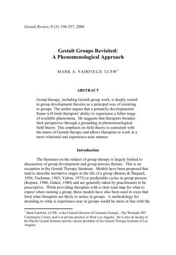 Gestalt Groups Revisited: A Phenomenological Approach