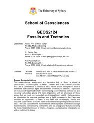 School of Geosciences GEOS2124 Fossils and Tectonics