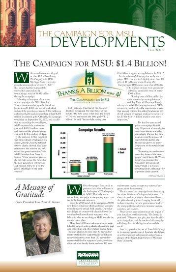 Fall 2007 - Giving to MSU - Michigan State University