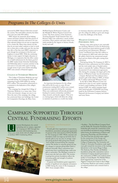 Fall 2007 - Giving to MSU - Michigan State University
