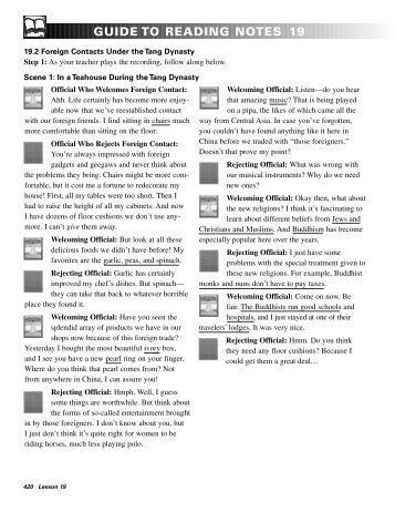 GUIDE TO READING NOTES 19