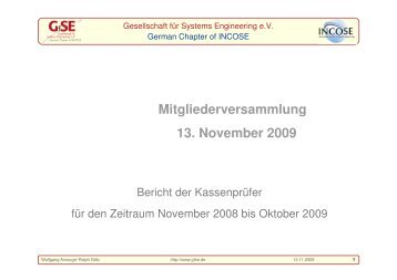 Bericht der Kassenprüfer 2009 - GfSE