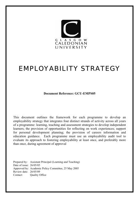 GCU employability strategy - Glasgow Caledonian University
