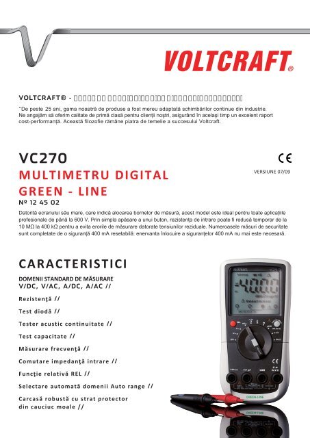 vc270 multimetru digital green - line caracteristici - German ...