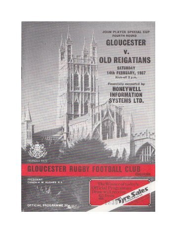 Gloucester v. Old Reigatians - Gloucester Rugby Heritage