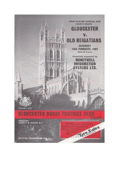 Gloucester v. Old Reigatians - Gloucester Rugby Heritage