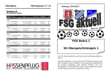 FSG Bebra 1 – SG Obergeis/Untergeis 1 - Gilfershausen