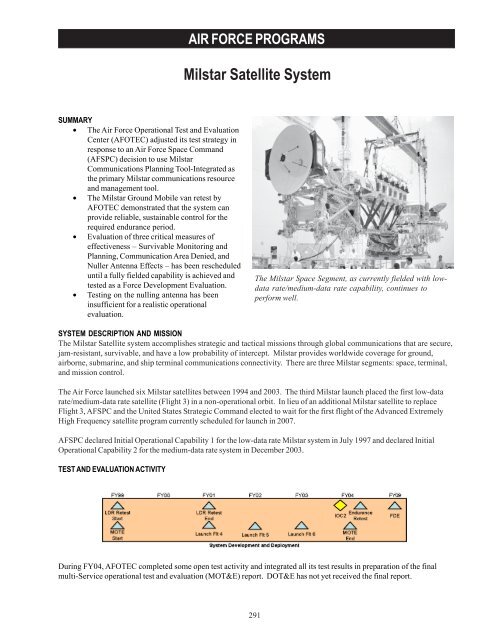 Milstar Satellite System - DOT&E