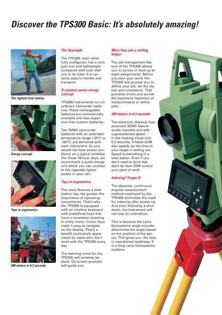 The new TPS300 Basic Series from Leica Geosystems - Geotech