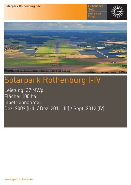 Fact Sheet - Solarpark Rothenburg I-IV - Gehrlicher Solar