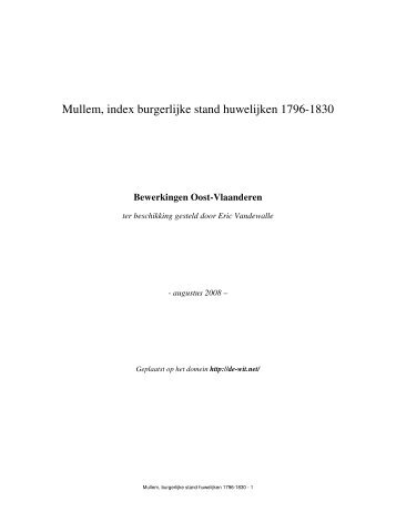 Mullem, index burgerlijke stand huwelijken 1796-1830