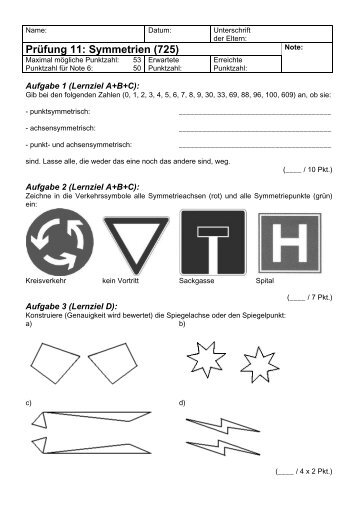 Prüfung 11: Symmetrien (725) - Gegenschatz.net