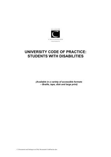 Students with disabilities - Glasgow Caledonian University