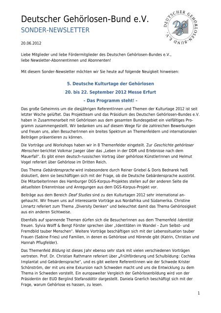 Newsletter 26/2012 - Deutscher Gehörlosen-Bund e.V.