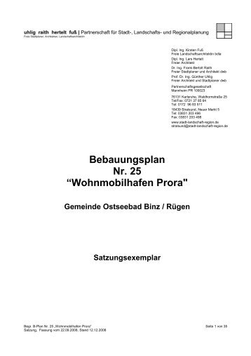 Bebauungsplan Nr. 25 “Wohnmobilhafen Prora" - Gemeinde Binz