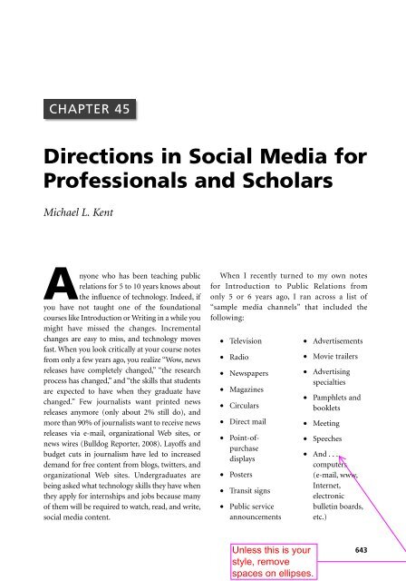 Directions in Social Media for Professionals and Scholars