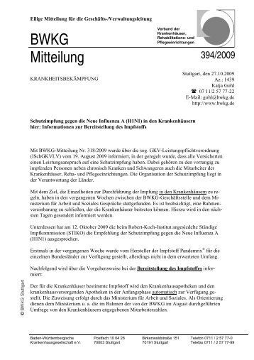 BWKG Mitteilung - Gesundheitsnetz Ostalbkreis