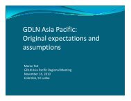 GDLN Asia Pacific: Original expectations and assumptions