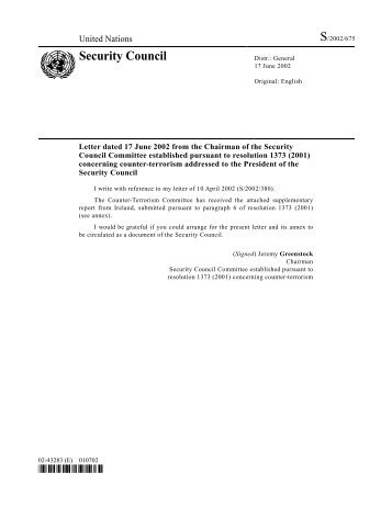 Counter-terrorism state report to the CTC, S/2002/675 - Geneva ...